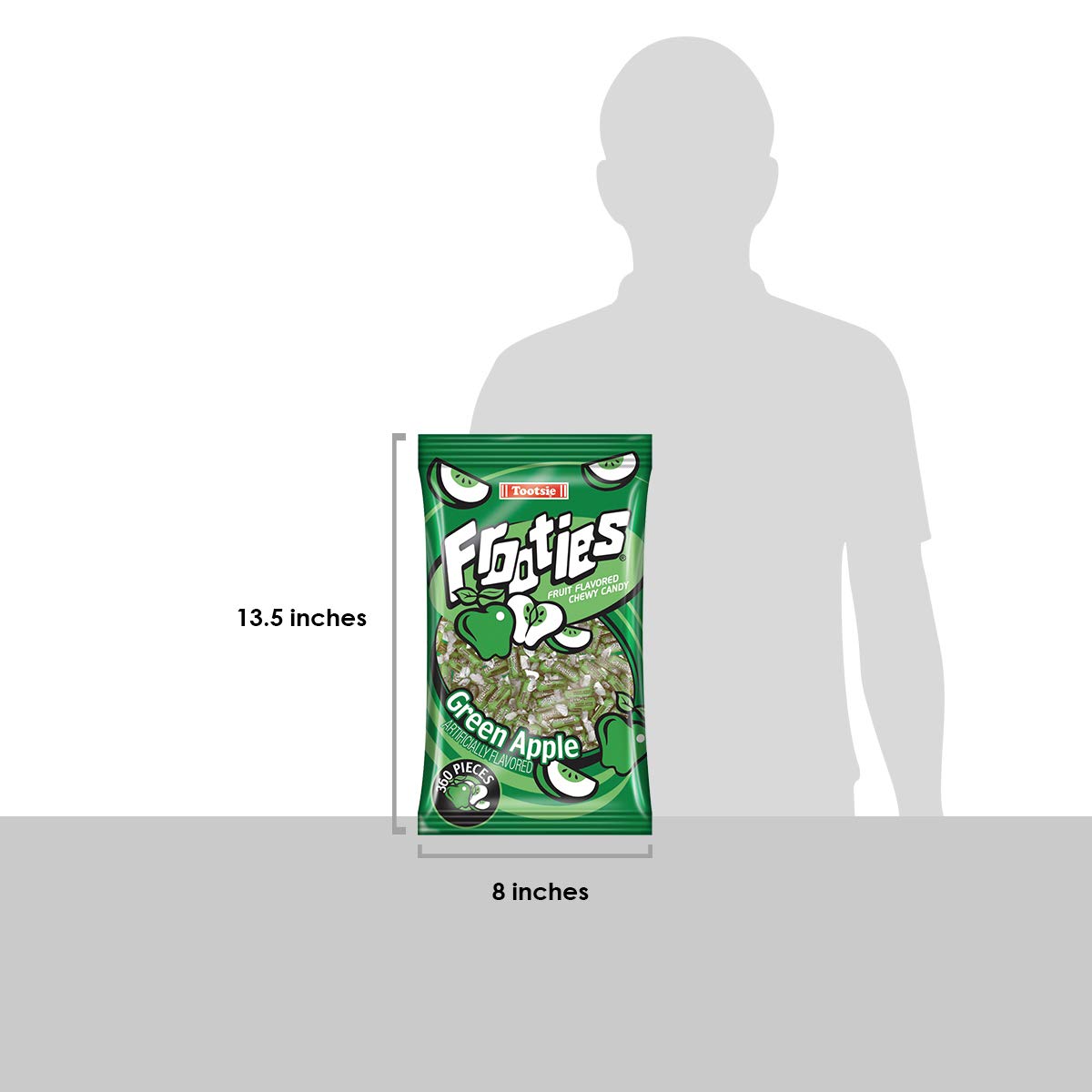 Green Apple Frooties – 360pcs Bag of Chewy Candy Rolls for Halloween, Parties & Candy Buffets (Kosher, Gluten-Free, Peanut-Free)