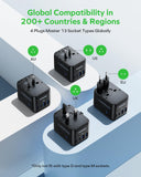 MOMAX Mini 7-in-1 Universal Travel Adapter GaN 70W – Dual AC, 3×USB-C PD & 2×USB-A Fast Charger (Black)