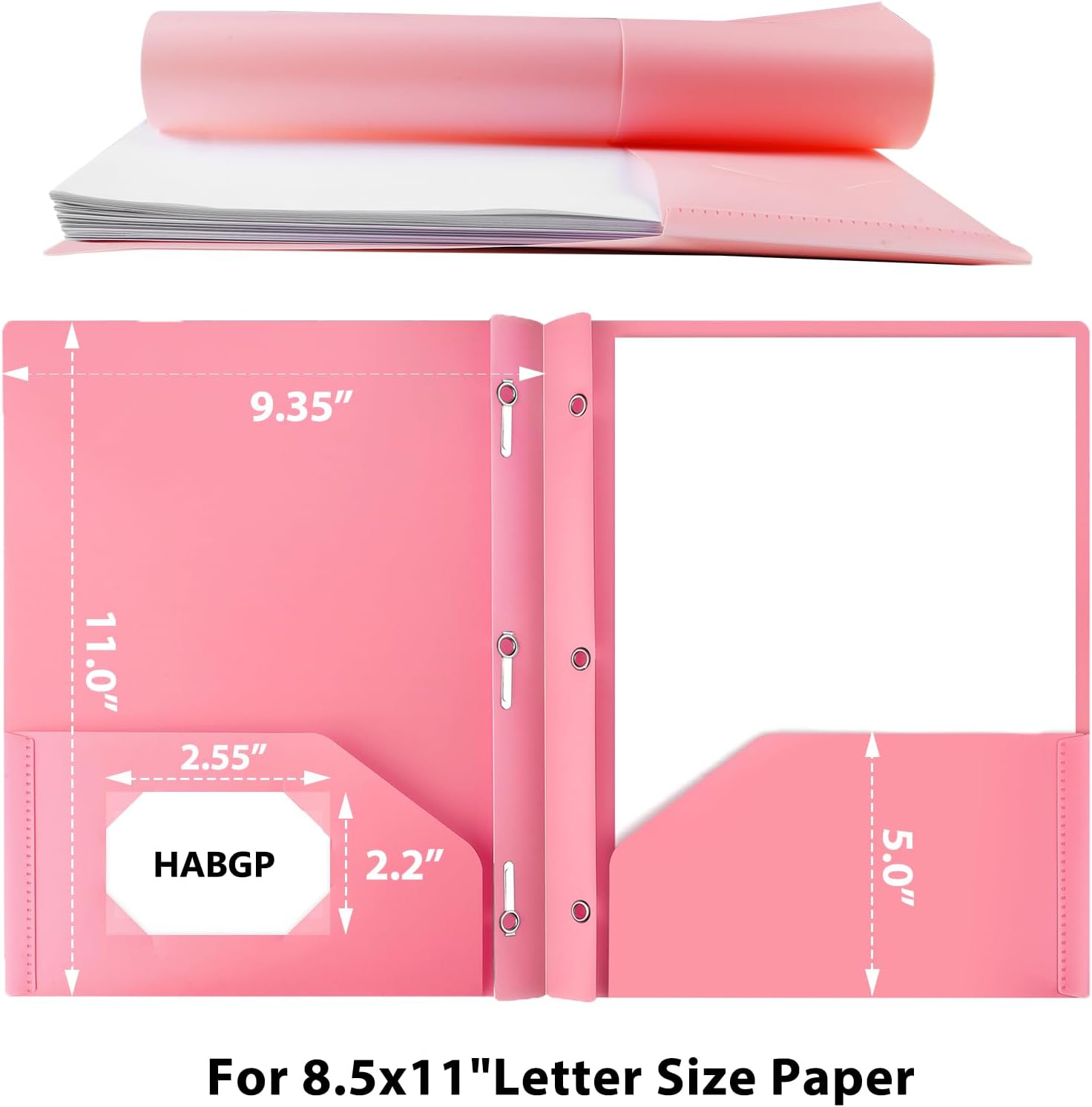 5-Pack Pastel Plastic Two-Pocket Folders with Prongs