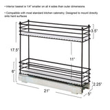 Household Essentials Glidez 2-Tier Pull-Out Cabinet Organizer – Slim Slide-Out Steel Storage with Protective Liners