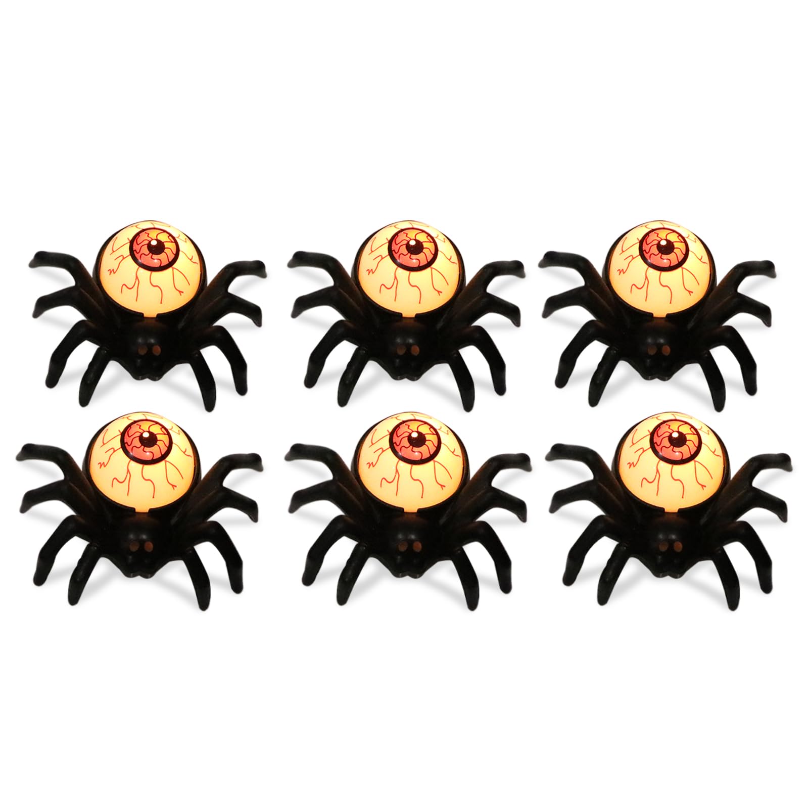 Halloween Spider Eyeball LED Tea Light Candles – 6PCS Battery-Operated Flameless Lights with Timer (Spooky Décor)