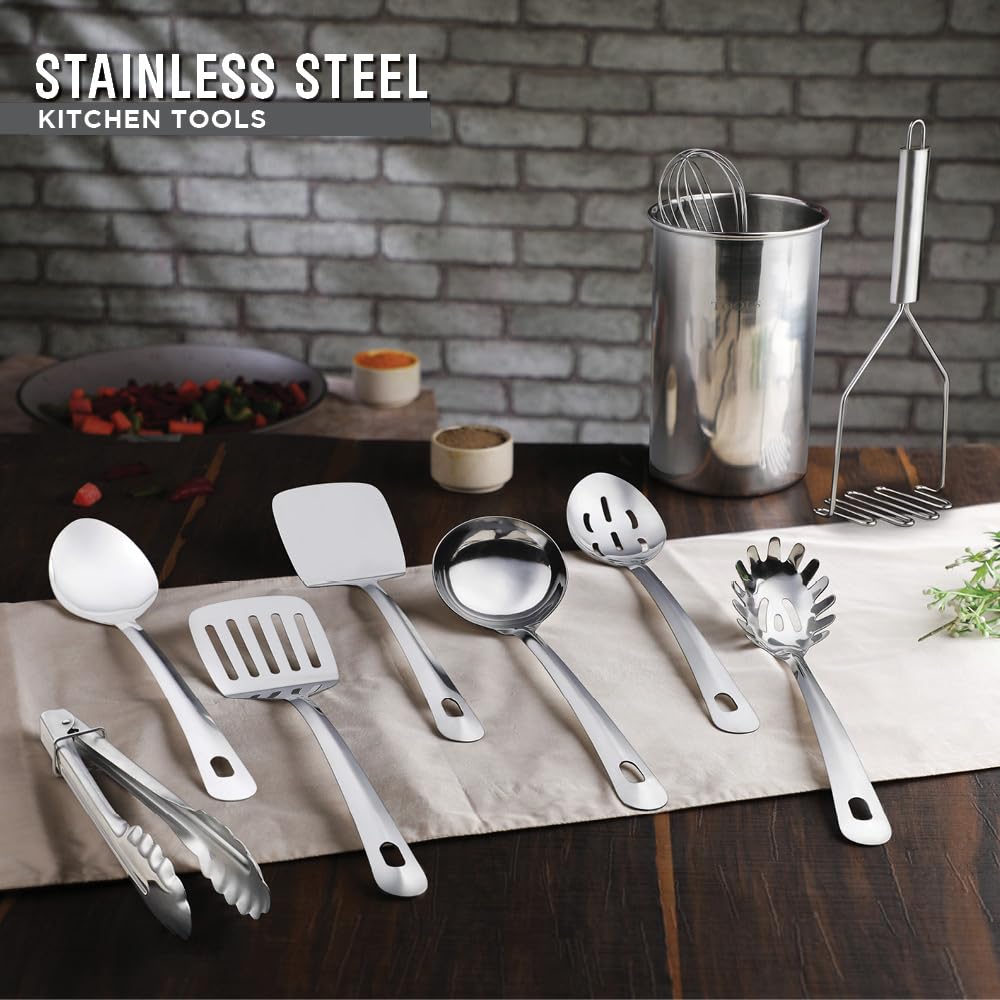 10-Piece Stainless Steel Kitchen Tool Set – Heavy Duty, Dishwasher Safe & Durable
