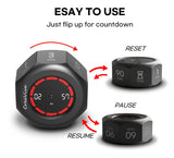 CREAVIVA Space Grey Flip Cube Pomodoro Timer with Visual Progress Bar, Silent Modes & USB-C Rechargeable Power