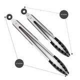 Heat Resistant Silicone Kitchen Tongs with Locking Clip – Stainless Steel Cooking Tongs