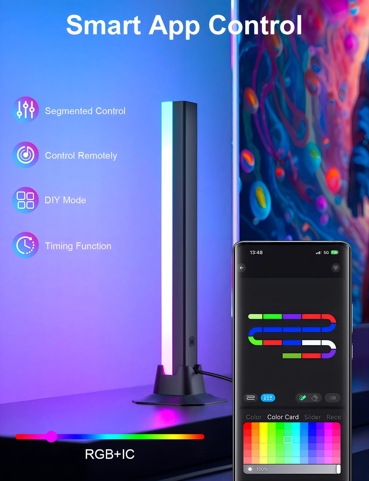 Eastfine RGB IC LED Light Bar with App & RF Remote – USB Powered Music Sync Ambient Lighting