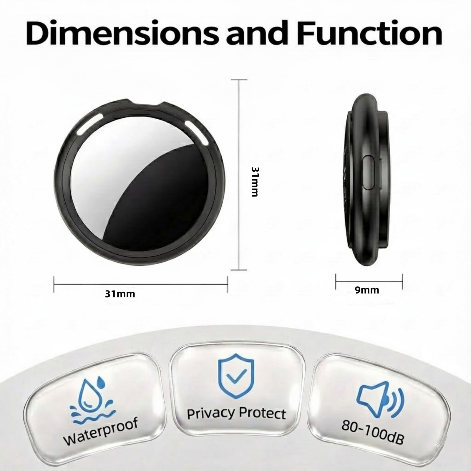 Smart Bluetooth Item Tracker 2-Pack for Apple Find My Network – No Subscription Key & Pet Locator Tags (Black + White)