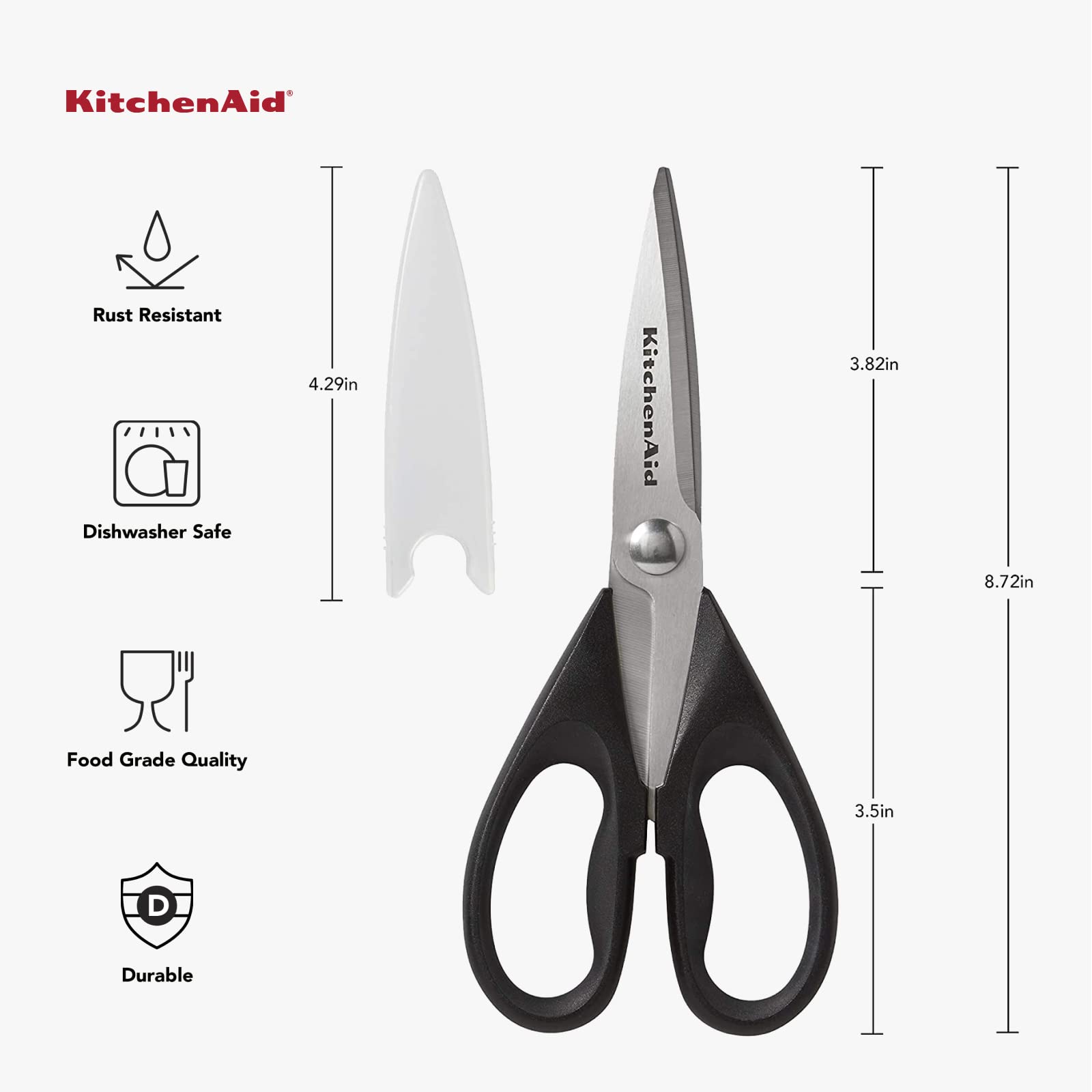 Heavy-Duty Stainless Steel Kitchen Shears with Soft Grip & Blade Guard