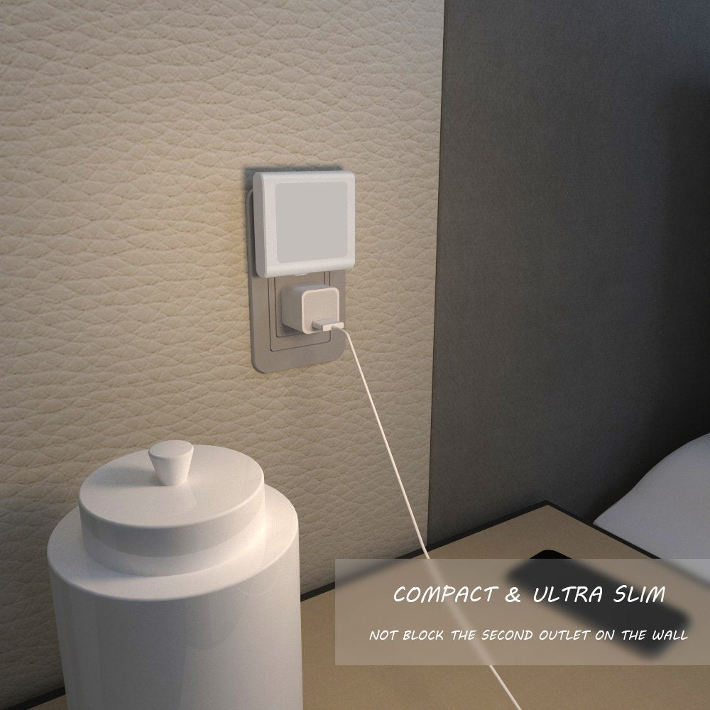 MAZ-TEK Plug-In Dimmable LED Night Light – Auto Dusk to Dawn Sensor with Soft Warm White Glow (4-Pack)