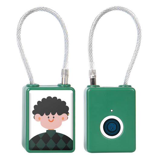 Portable Fingerprint Cable Padlock with USB Rechargeable Battery, Biometric Security Lock for Gym Locker, Backpack & Travel
