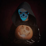 Blue LED Light-Up Skull Mask – Glow Halloween Party Mask for Kids & Adults 💀💙