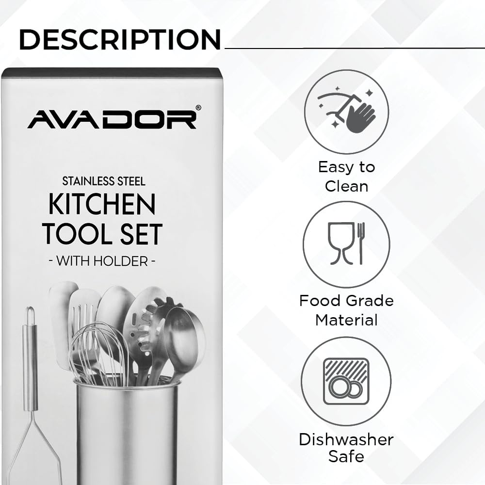 10-Piece Stainless Steel Kitchen Tool Set – Heavy Duty, Dishwasher Safe & Durable
