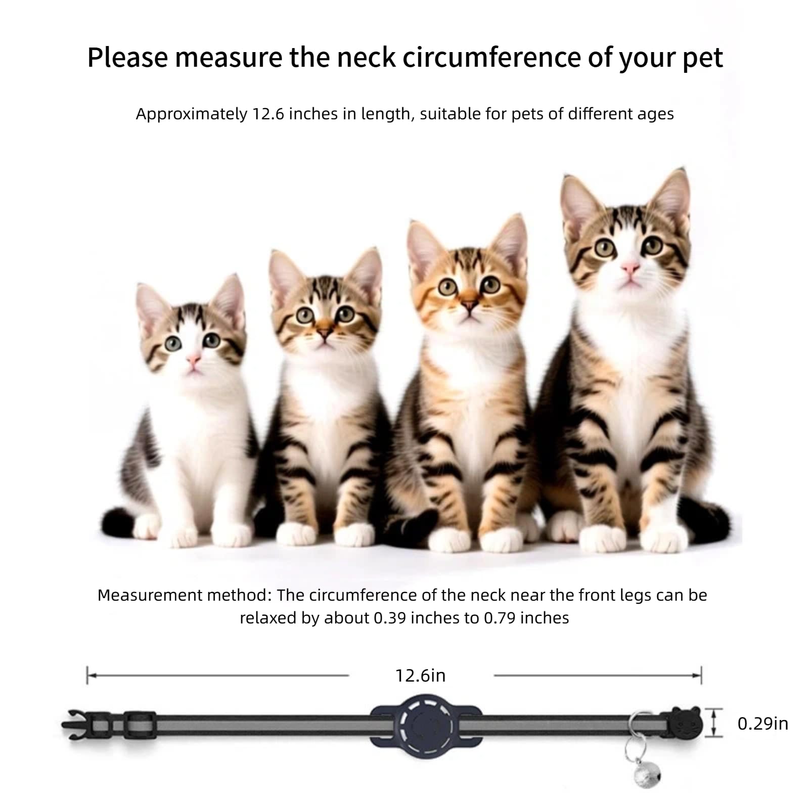 Android Compatible GPS Cat Tracker Collar Waterproof Smart Pet Locator with Find My Device No Subscription