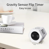Lucky Time Hexagon Productivity Timer with Flip Control, Custom Countdown & Count-Up, Silent Vibration Desk Timer for Work, Study & Kitchen – White