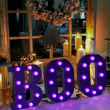 Halloween “BOO” LED Marquee Letters – Black Shell with Purple Glow, 3-Pack Spooky Light-Up Signs for Indoor & Outdoor Décor