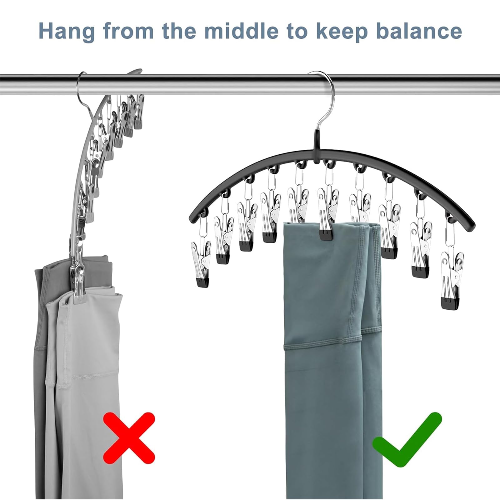 Space-Saving Yoga Pants Hanger Set (20 Clips) – Heavy-Duty Closet Organizer for Leggings, Jeans & Skirts