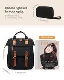 LOVEVOOK Women’s Laptop Backpack – Stylish Work & Travel Backpack with Organizer Pouch for 15.6″ Laptops (Black Brown)