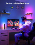 RGBICWW Gaming Light Bars with Music Sync, Alexa Control & App Customization – Black (For Monitors <45”)