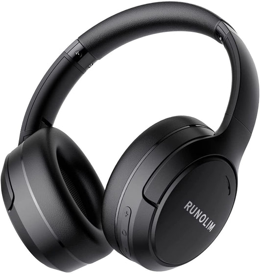 RUNOLIM Active Noise Cancelling Wireless Headphones with 70H Playtime & Hi-Fi Sound – Foldable Bluetooth Over-Ear Headset Black