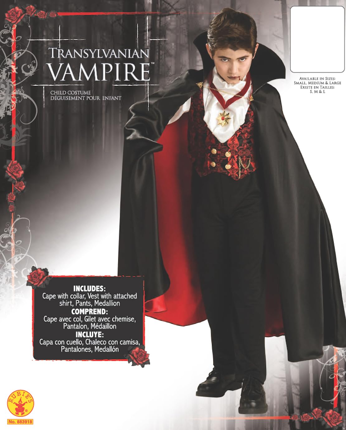 Kids Transylvanian Vampire Costume – Classic Dracula Outfit with Cape, Vest & Medallion