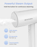Beautural White Foldable Portable Garment Steamer 1000W Handheld Travel Steam Iron with Leak-Proof Multi-Angle System
