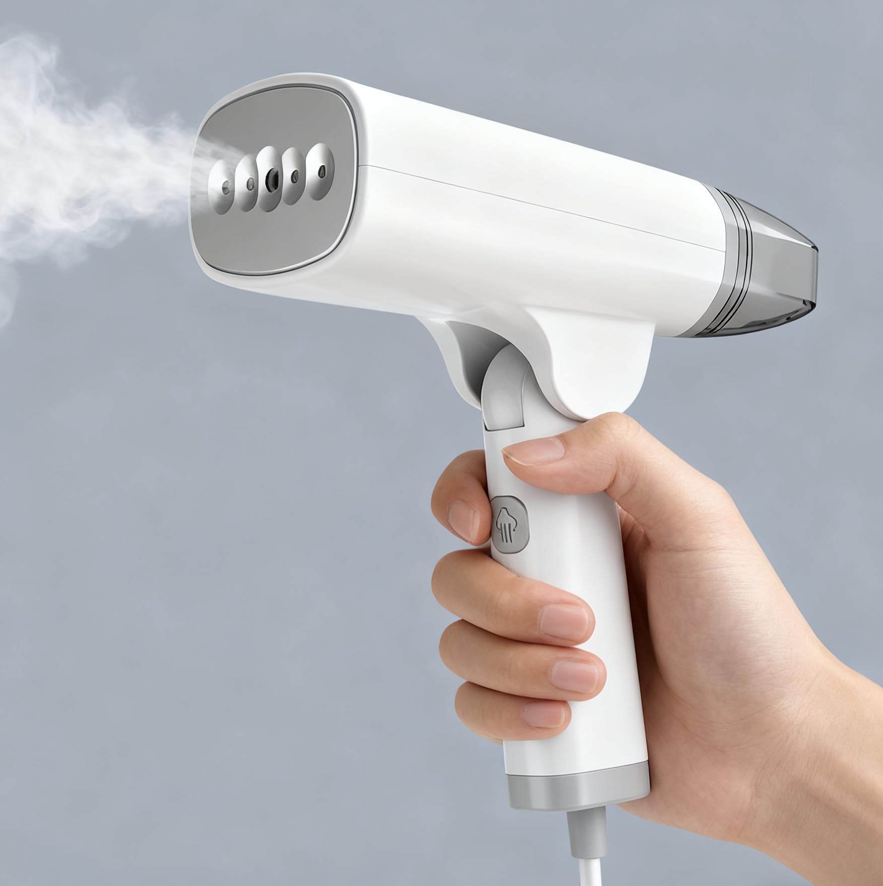 1300W White Portable Garment Steamer Iron 2-in-1 Fast Heat Travel Wrinkle Remover with Foldable Design