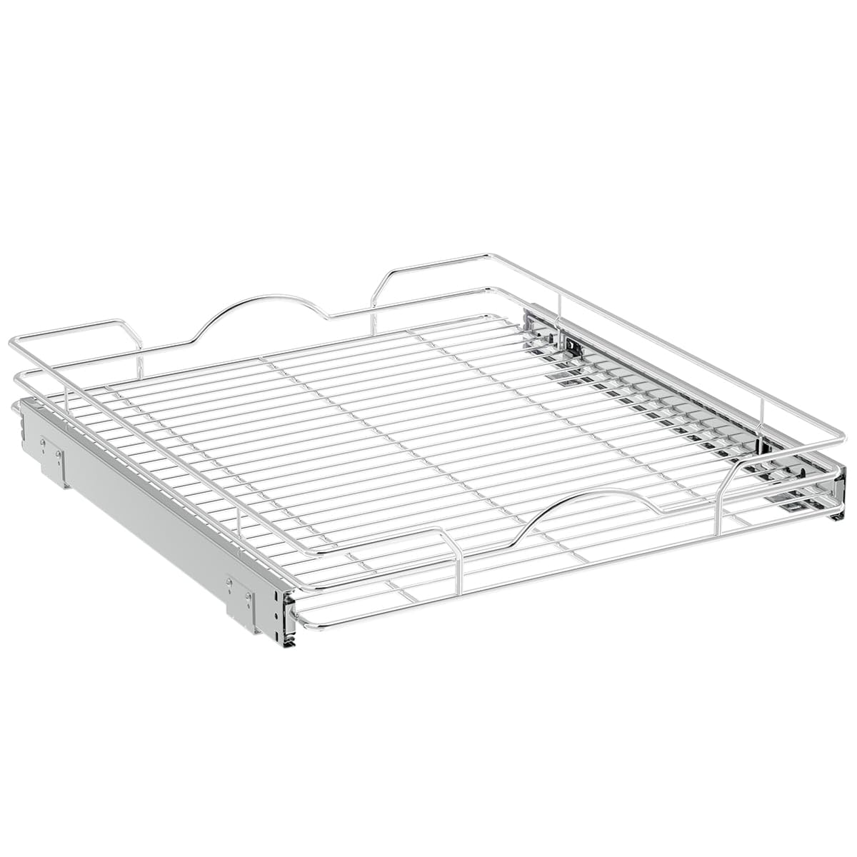 Wide Pull-Out Cabinet Organizer – 1-Tier Heavy-Duty Sliding Wire Basket for Kitchen Storage (Red)