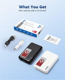 Miady 2-Pack 5000mAh Mini Portable Charger with Built-in Lightning & USB-C Cables, Pocket Power Bank for iPhone, Android & Travel