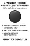 RUSLU Bluetooth Tracker Tags 5 Pack, Apple Find My Compatible Mini Item Locator with Sound Alert & Long Battery Life