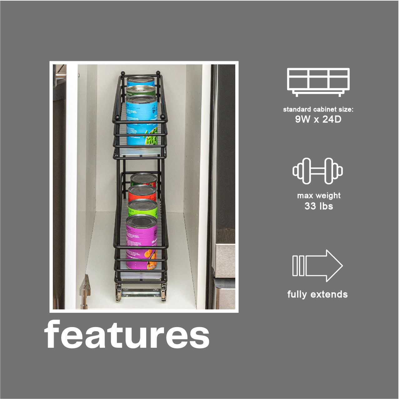 Household Essentials Glidez 2-Tier Pull-Out Cabinet Organizer – Slim Slide-Out Steel Storage with Protective Liners