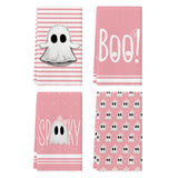 4PCS Pink Halloween Dish Towels – Soft, Absorbent & Durable Tea Towels for Festive Kitchen Decor (18x26 Inches)