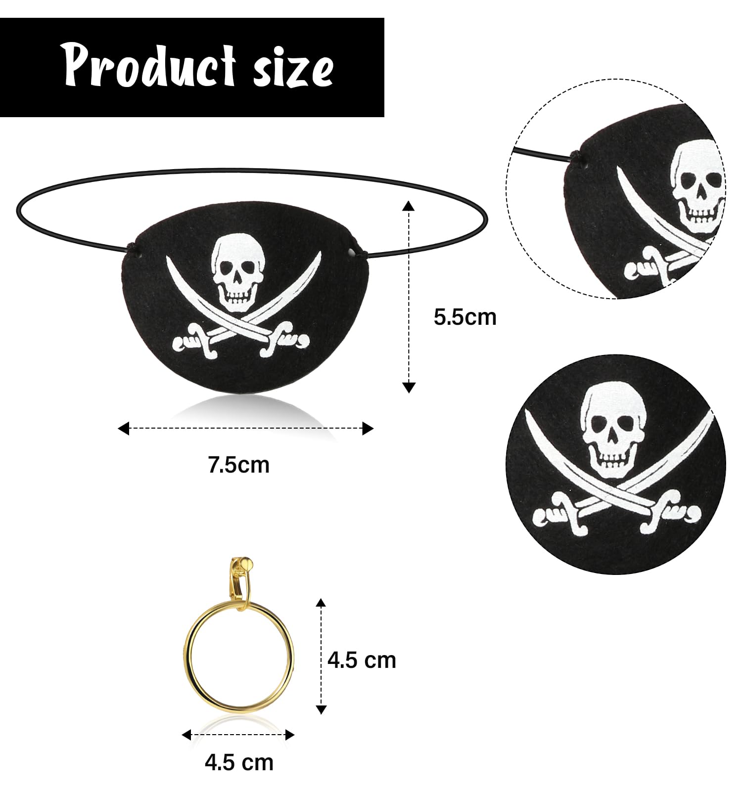 Black & Red Pirate Accessory Set – Bandana, Sash, Eye Patch & Earring Kit for Adults