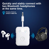 BF02 Bluetooth 5.4 Audio Transmitter for TV & Airplane, Dual Headphone Pairing Wireless Adapter with 30H Battery & AUX/RCA Support – Ivory