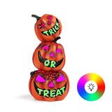 Trick or Treat Pumpkin Lantern – Color-Changing LED Jack-O’-Lantern Stack Light, Battery Operated Halloween Decoration (Resin Design)
