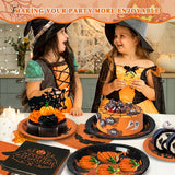 Halloween Jack O’Lantern Tableware Set – 96 Pcs Plates & Napkins for 24 Guests Party Supplies