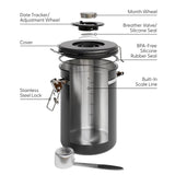 Stainless Steel Coffee Canister with Date Tracker & CO₂ Valve – Airtight Coffee Bean Storage with Scoop (Black)