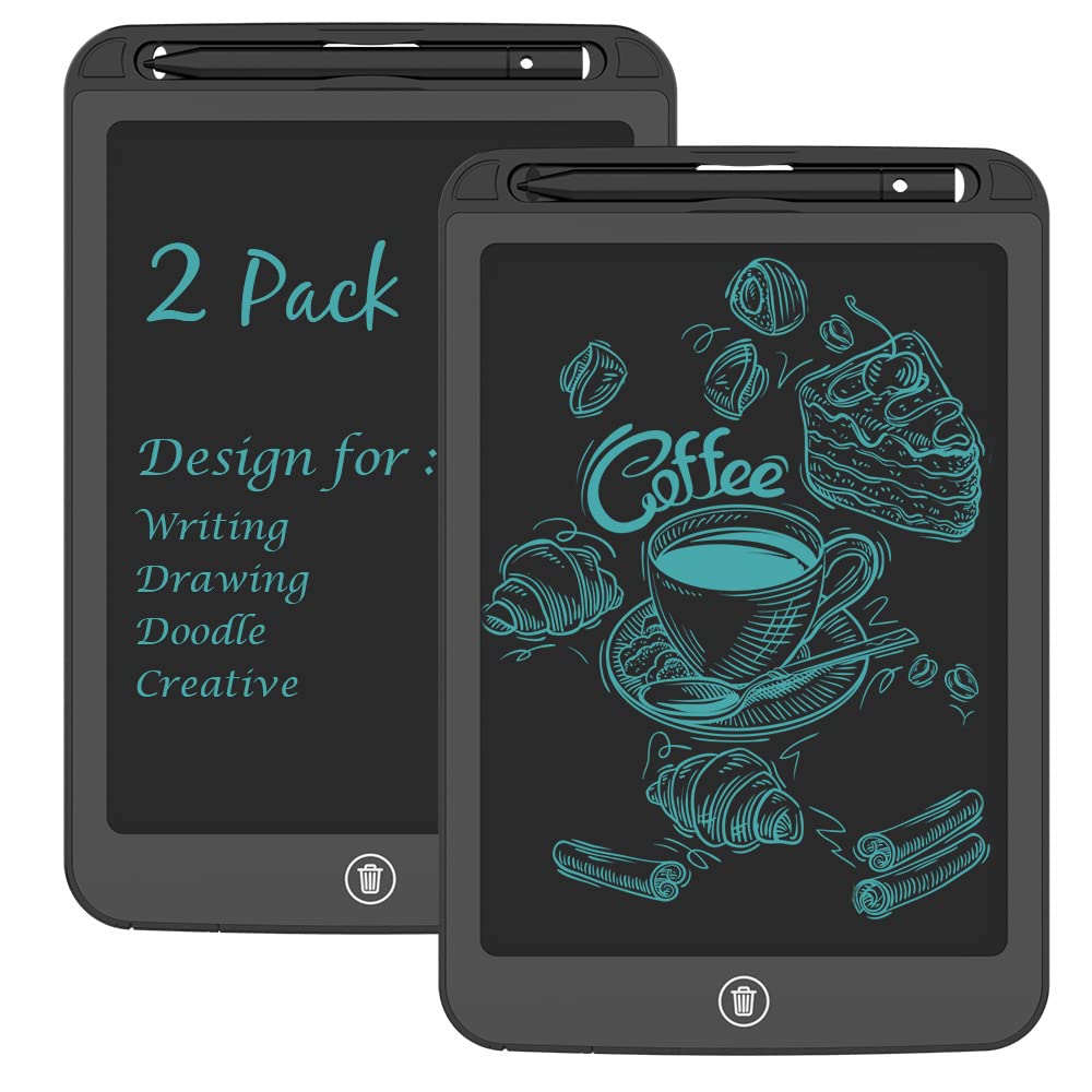 TIQUS 9.25” LCD Writing Tablet 2-Pack with Lock Screen & Stylus – Reusable Digital Drawing & Note Board (Black)