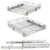 DINDON Chrome Pull-Out Wire Basket Cabinet Organizer – Heavy-Duty Single-Tier Slide-Out Shelf for Base Cabinets (1 Tier)