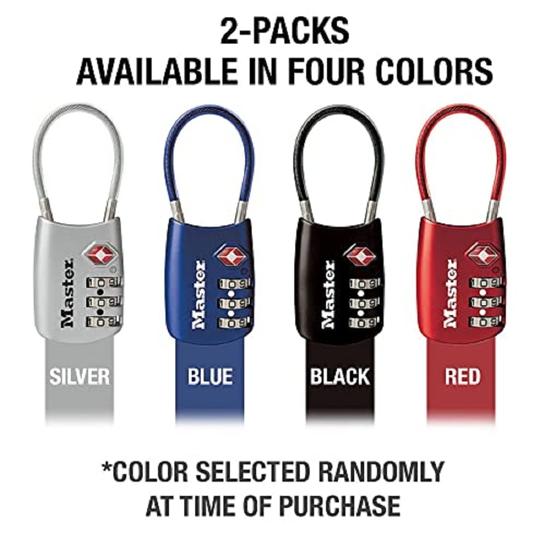 Master Lock TSA Accepted Combination Luggage Lock with Flexible Steel Cable, Resettable 3-Dial Travel Padlock