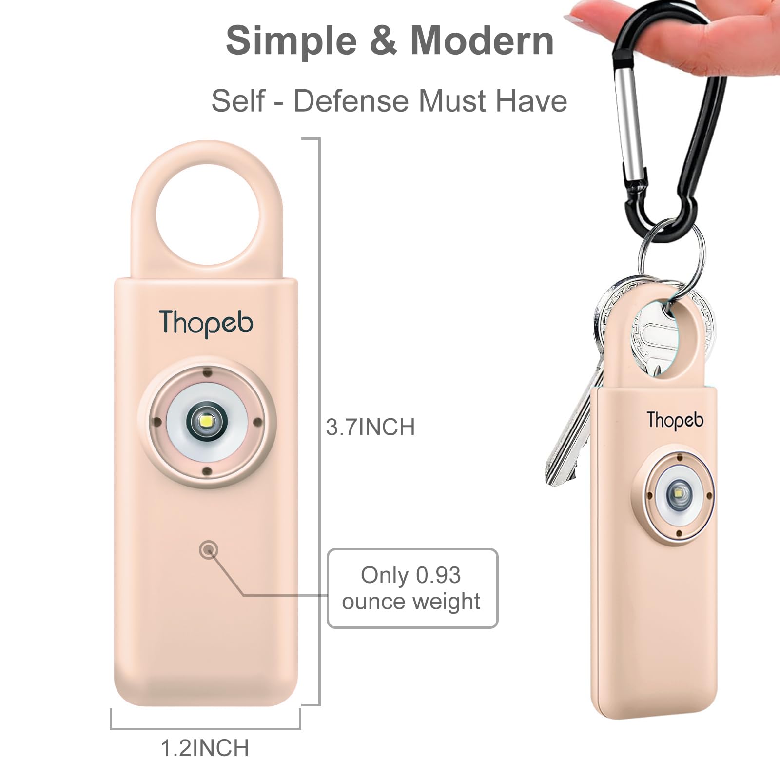 THOPEB Personal Safety Alarm – 135dB Siren with LED Strobe, Pull-Pin Keychain for Women, Kids & Seniors (Metallic Rose)