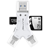4-in-1 SD Card Reader for iPhone & USB-C Devices – Multi Memory Card Adapter with Charging Port