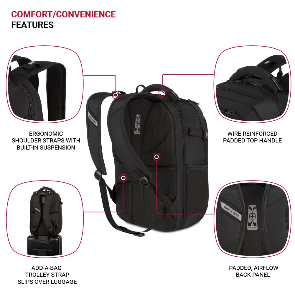 SwissGear Travel Tech Pro Laptop Backpack ScanSmart TSA-Friendly with Organizer Pockets for 16 Inch Laptop