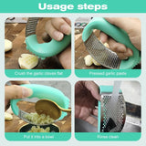 Stainless Steel Garlic Press Rocker – Easy Grip Garlic Crusher & Mincer