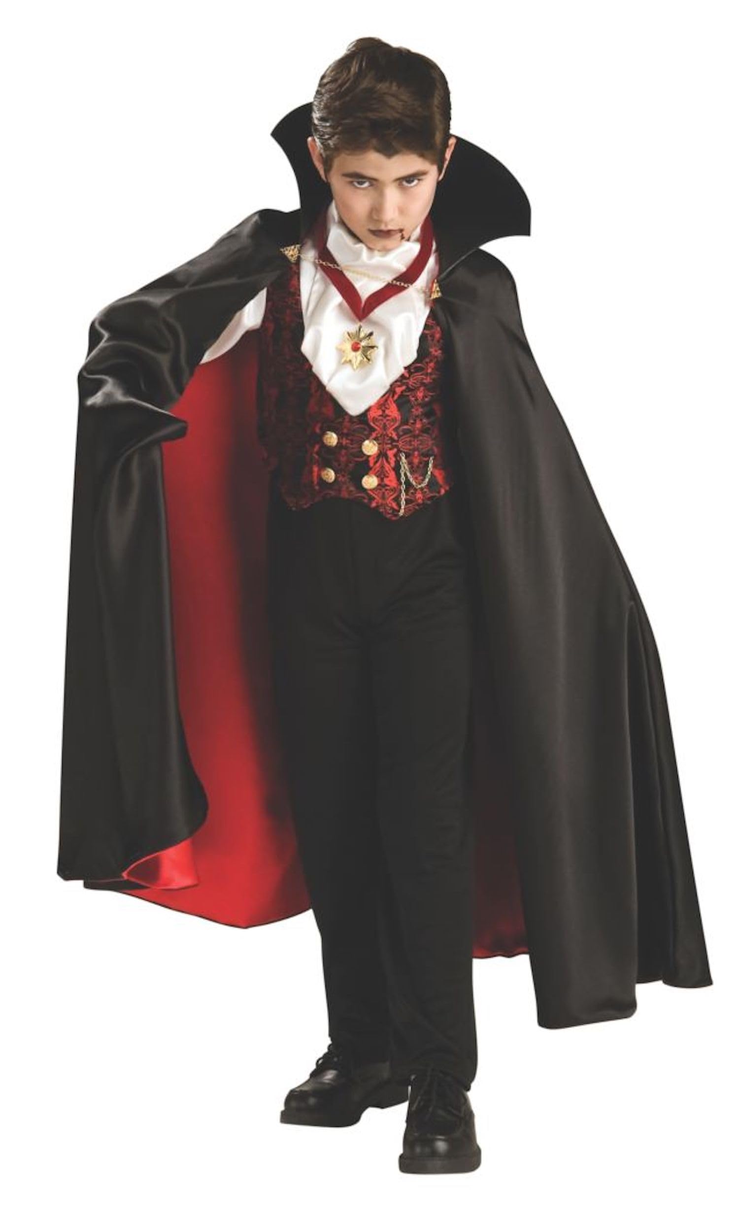 Kids Transylvanian Vampire Costume – Classic Dracula Outfit with Cape, Vest & Medallion