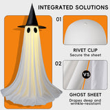 5FT Light-Up Halloween Ghost Decoration – Dual Power (USB/Battery) with 8 Lighting Modes, Remote & Water-Weighted Base (White)