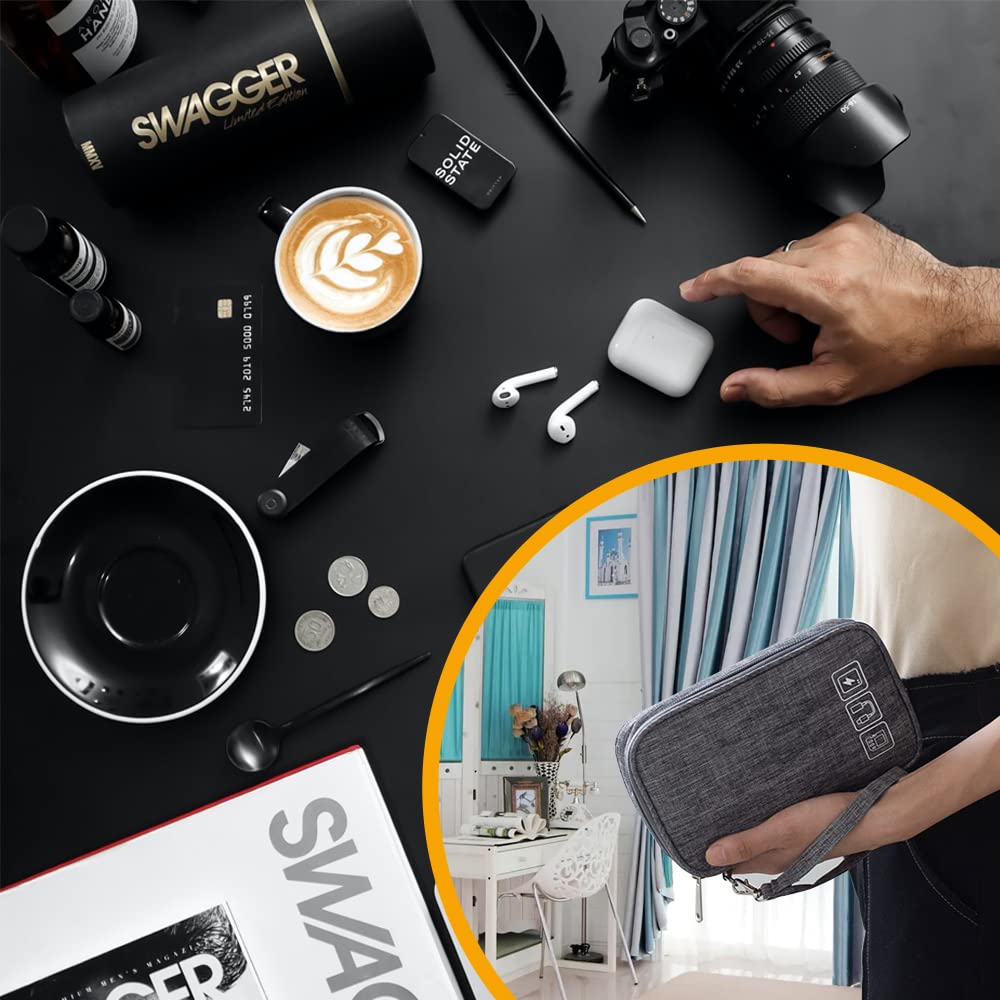 Portable Electronics Organizer Travel Case – Cable & Gadget Storage Bag for Chargers, USB Cords, Hard Drives & Tech Accessories