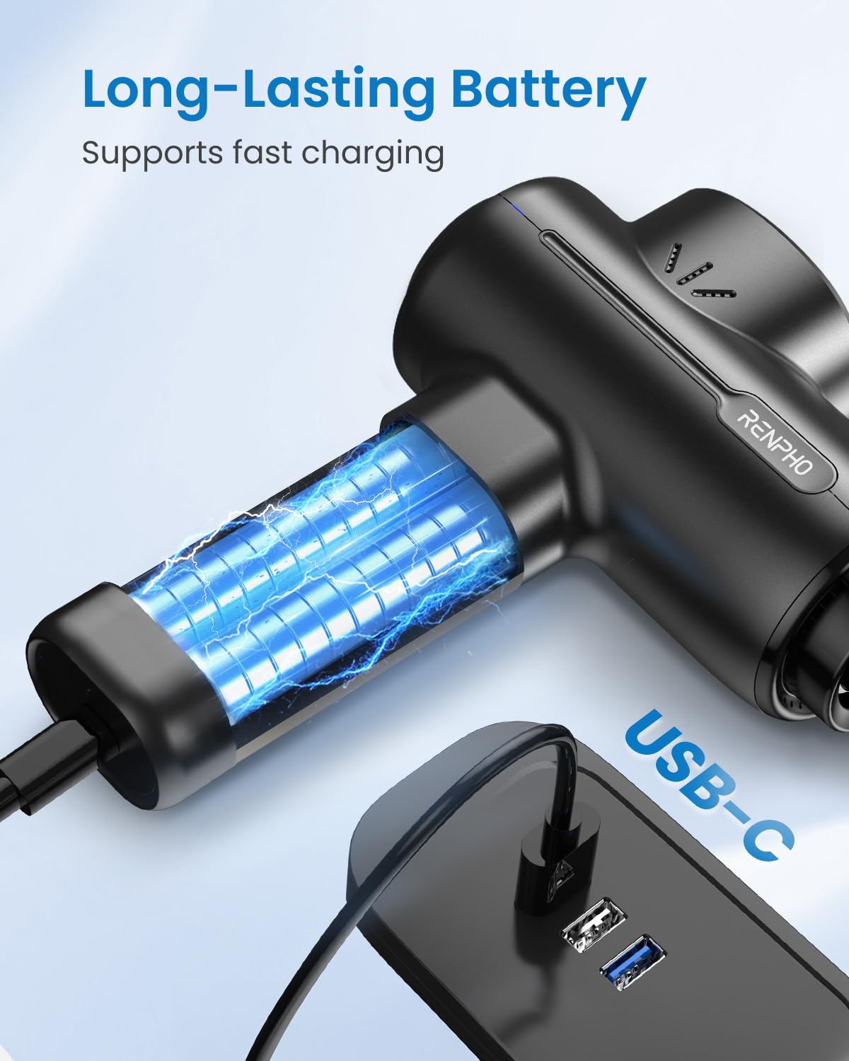 Smart Bluetooth Massage Gun – Deep Tissue Muscle Massager with App Control, 5 Speeds & Fast Charging