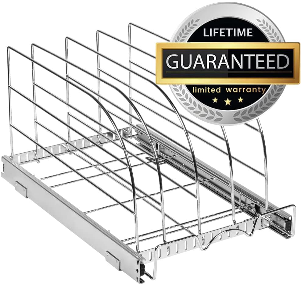 Holdn’ Storage Pull-Out Bakeware Organizer – Adjustable Divider Rack for Narrow Kitchen Cabinets