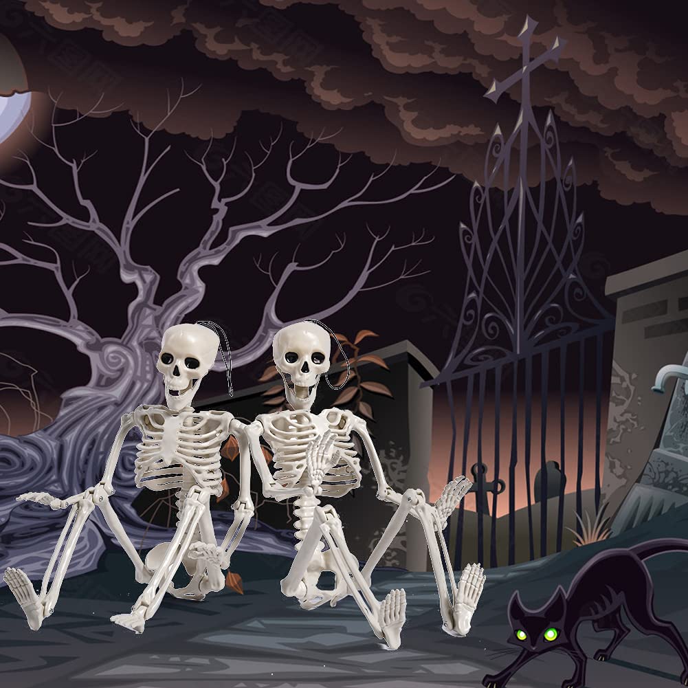 24" Full Body Halloween Skeleton Decoration – Posable Joints, Realistic Bone Design & Durable Plastic Build