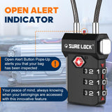 TSA Approved Cable Luggage Locks 2 Pack with Inspection Alert Indicator, 3 Digit Combination Travel Locks for Suitcases & Backpacks
