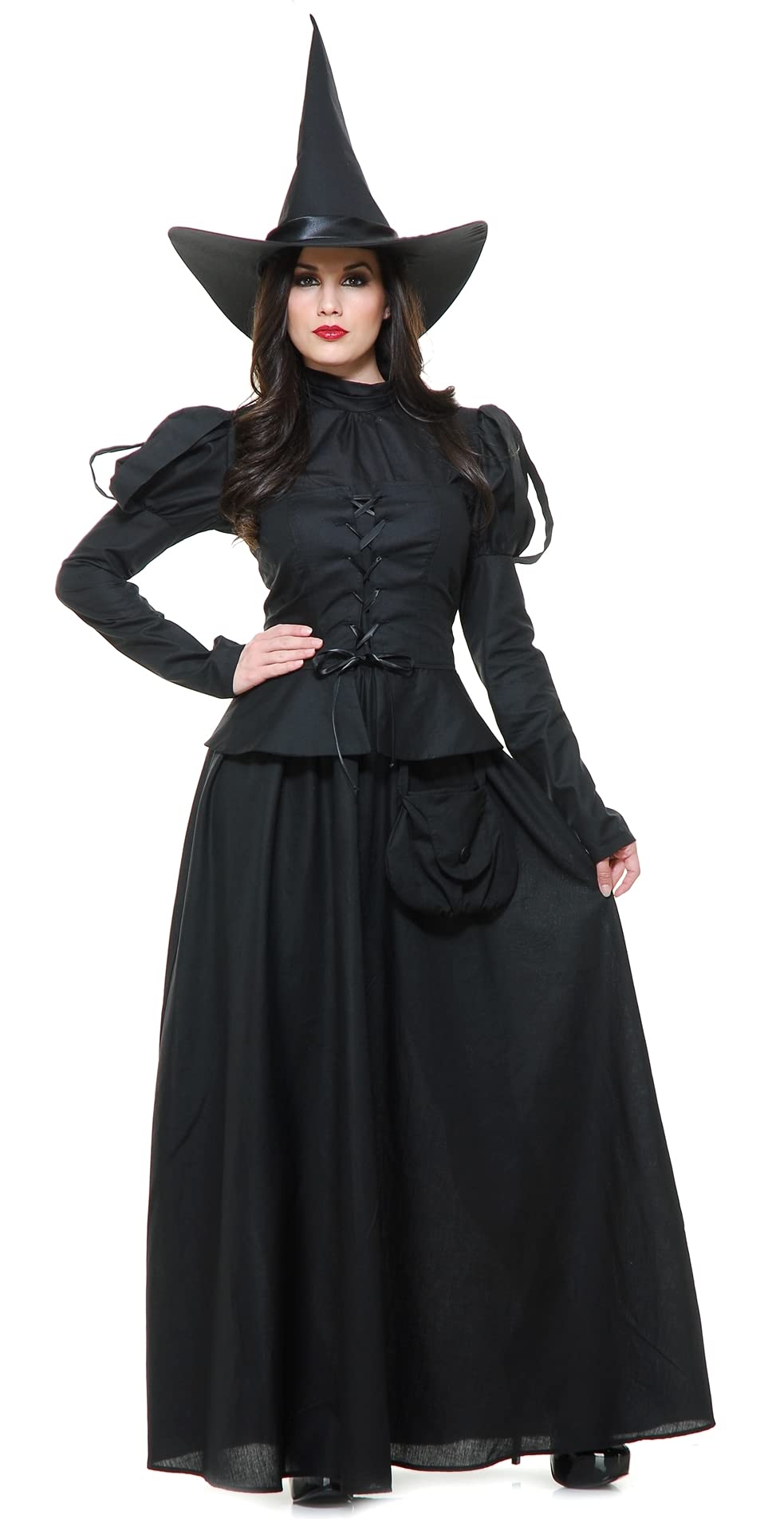 Deluxe Wicked Witch Costume – Black Dress, Cape, Corset Vest & Pointed Hat Set 🖤🪄